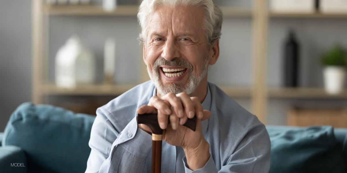 White Old Man with Dental Implants